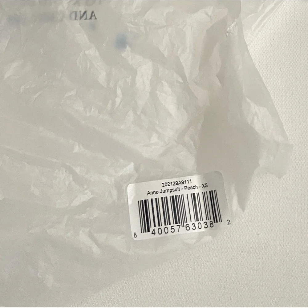 Spell Anne Smocked wide leg jumpsuit XS Peach antique floral off shoulder cotton - Picture 14 of 14